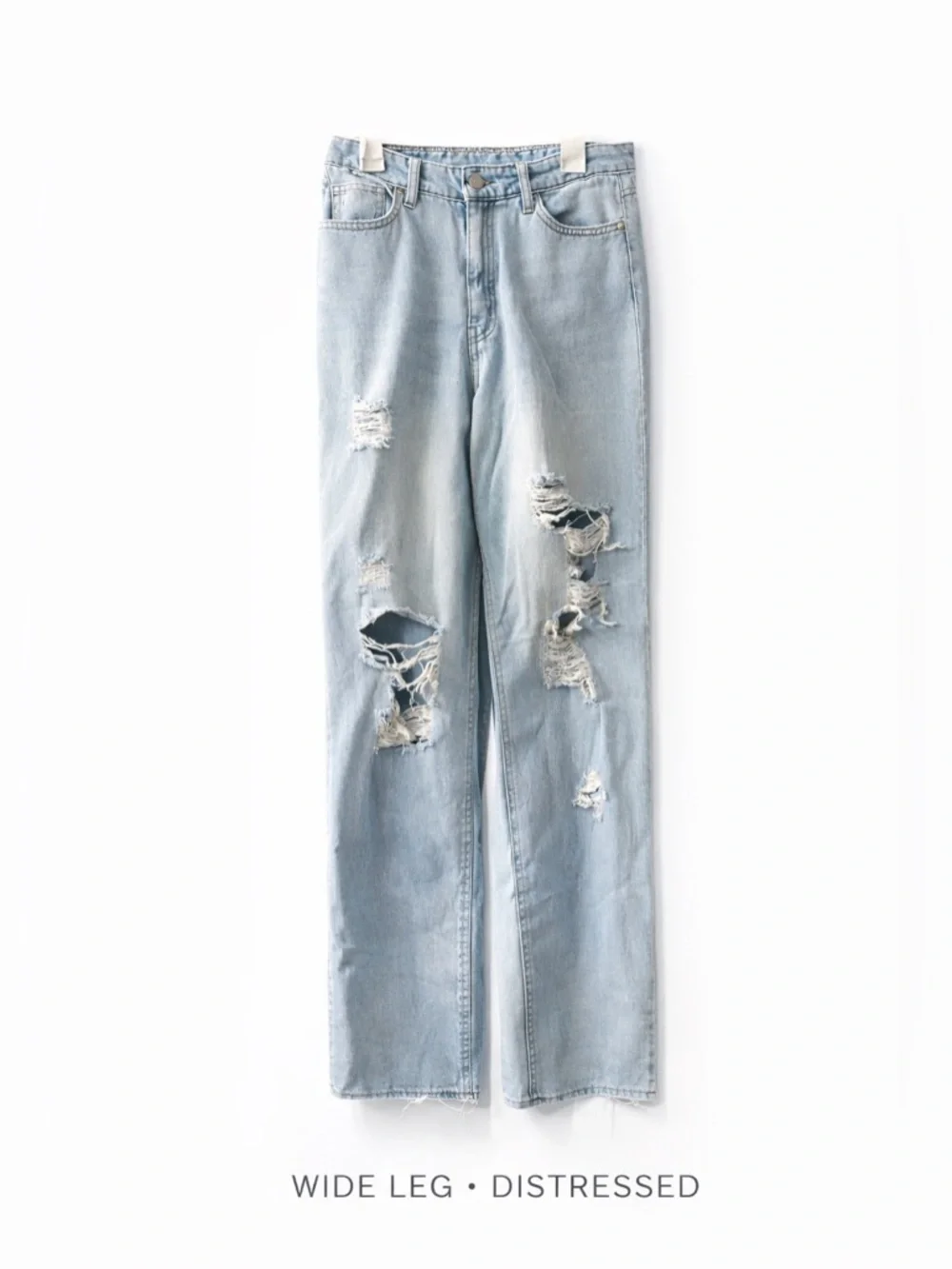 Madden NYC Light Wash Distressed Wide Leg Jeans Size 5 - Picture 2 of 16